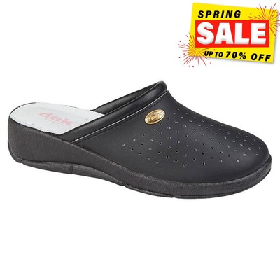 Dek Isla Womens Casual Comfort Padded Leather Clog Black