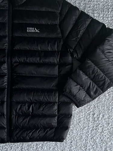 Eddie Bauer Puffer Jacket Boys Sz Medium 7-8 Black 650 Down Quilted Lightweight - Picture 5 of 11
