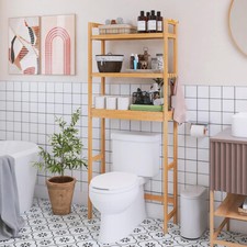 Bamboo High Over Toilet Shelf Rack Bathroom Laundry Organizer Storage Shelf Rack