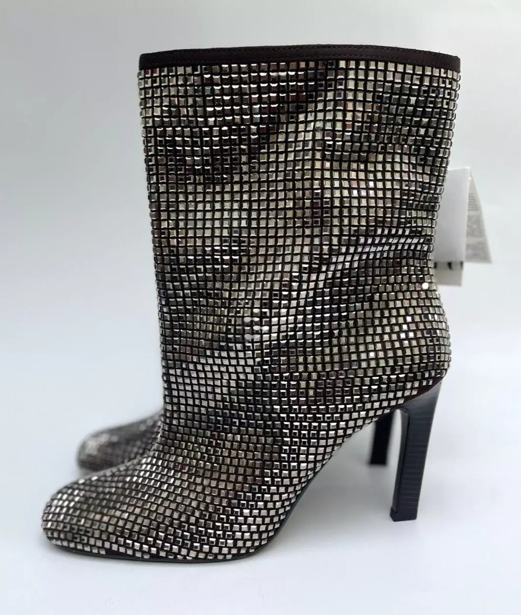 -ペルリニエ コースター 2枚 Zara 2025 Silver High Heel Ankle Boots Rhinestones UK 4 5