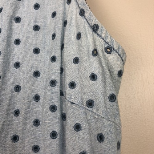 Madewell woman's size 2 chambray eyelet demi pockets blue spring summer dress - Picture 8 of 12