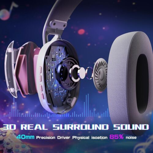ATTACK SHARK L60 Ultra-Light Gaming Headset for PC 2.4G/Bluetooth/3.5mm - Picture 10 of 14