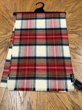 MEN'S FRAAS THE SCARF COMPANY MADE IN GERMANY IVORY BLUE  RED PLAID 78" x 13"