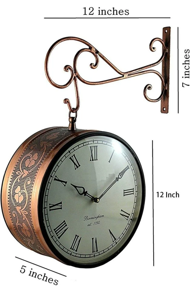 Vintage Railway Clock Victoria Vintage Double Side 12" Clock Home Decor Gift - Image 2 of 4