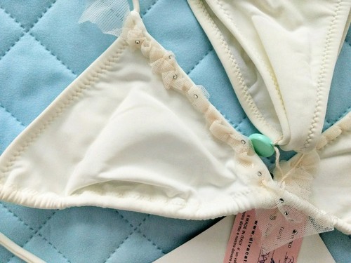 Brasilien Designer Bikini Diva Cattiva Strass Steine S 36 A B Braut cream weiß - Bild 4 von 5