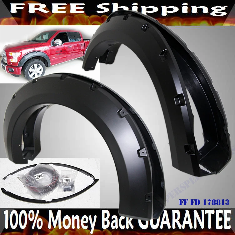 1 juego de guardabarros acampanado para Ford F-150 Lariat/XL 2015 doble cabina 4D bolsillo remache estilo Foto 2 de 4