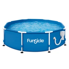 8' x 30" Outdoor Round Frame Above Ground Swimming Pool Set with Filter Pump and