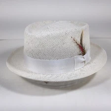 CAPAS - White - MIDTOWN - Straw Pork-Pie hat - MADE IN USA