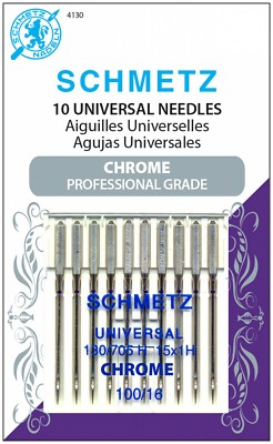 Schmetz 10 Chrome Universal Sewing Machine Needles Size 100/16