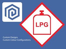 LPG Gas Warning Sign Custom Colour sticker logos (set of 2)