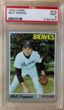 1970 Topps Baseball #576 Milt Pappas Atlanta Braves PSA 9