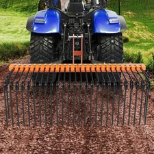 72" Pine Straw Rake 3 Point Hitch Landscape Rake Attaches to Cat 1 Cat 2 Tractor