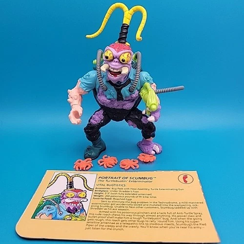 TMNT Scumbug 1991 w/ Card Complete Vintage TMNT Figure Playmates Ninja Turtles