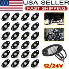 24 X White LED Rock Light Pods Underbody Glow Lamp Offroad SUV Pickup Truck UTV