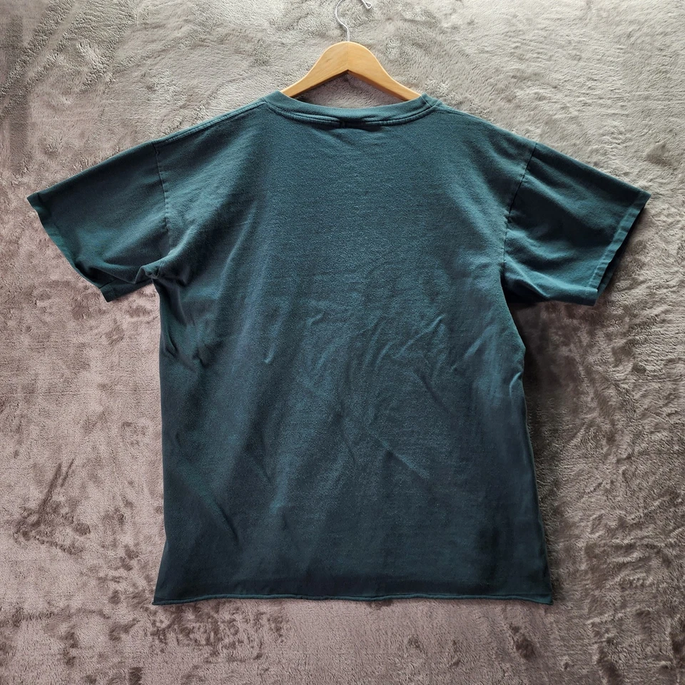 GUESS Jeans USA Made Embroidered Logo T-Shirt Teal Green Vintage 90s Style L - Image 2 of 4
