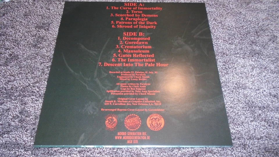 PARALYSIS Patrons of the Dark LP Morbid Generation press gutted infester RARE - Image 2 of 4