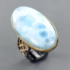 Vintage ring 38 ct Natural Larimar Ring 925 Sterling Silver Size 6.5 /R431353