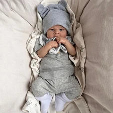 Realistic Newborn Baby Dolls Boy Eyes Open 17 inch Full Body Silicone Reborn ...