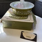 Vintage Pyrex 664 Big Bertha 4 Qt Crazy Daisy Spring Blossom Casserole Lid & Box