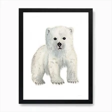 Polar Bear Cub Art Print Framed Wall Art Poster Canvas Print Picture