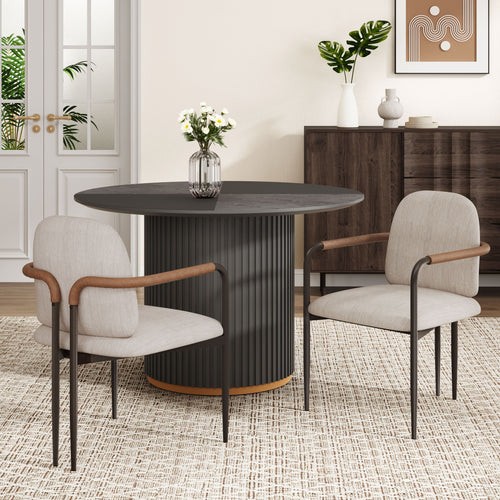 Modern Dining Chair Set With Durable Iron Frame And Comfortable Fabric Upholster