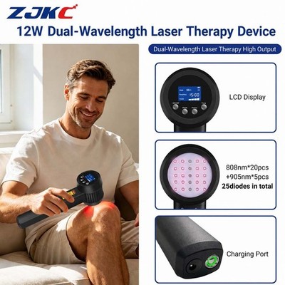 12W 808nm 905nm LLLT Pain Relief Device for Plantar Fasciitis & Tendon Repair