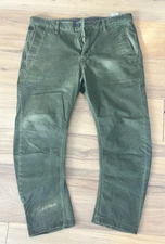 G-Star RAW Bronson Tapered Chino Green Khaki 33x28 Low Crotch Baggy Pants