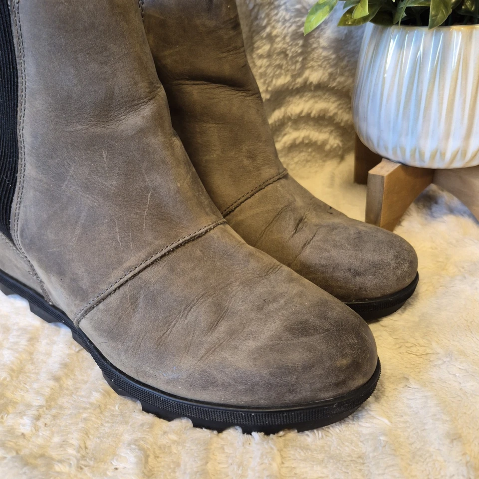 Botas Chelsea Sorel Joan Of Arctic II Cuña Impermeables Talla 10 Gris Gamuza Suela Foto 3 de 4