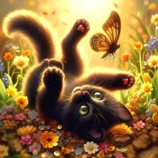 Cat Diamond Art Kits for Adults - 5D Butterfly Diamond Painting Kit for Beginne