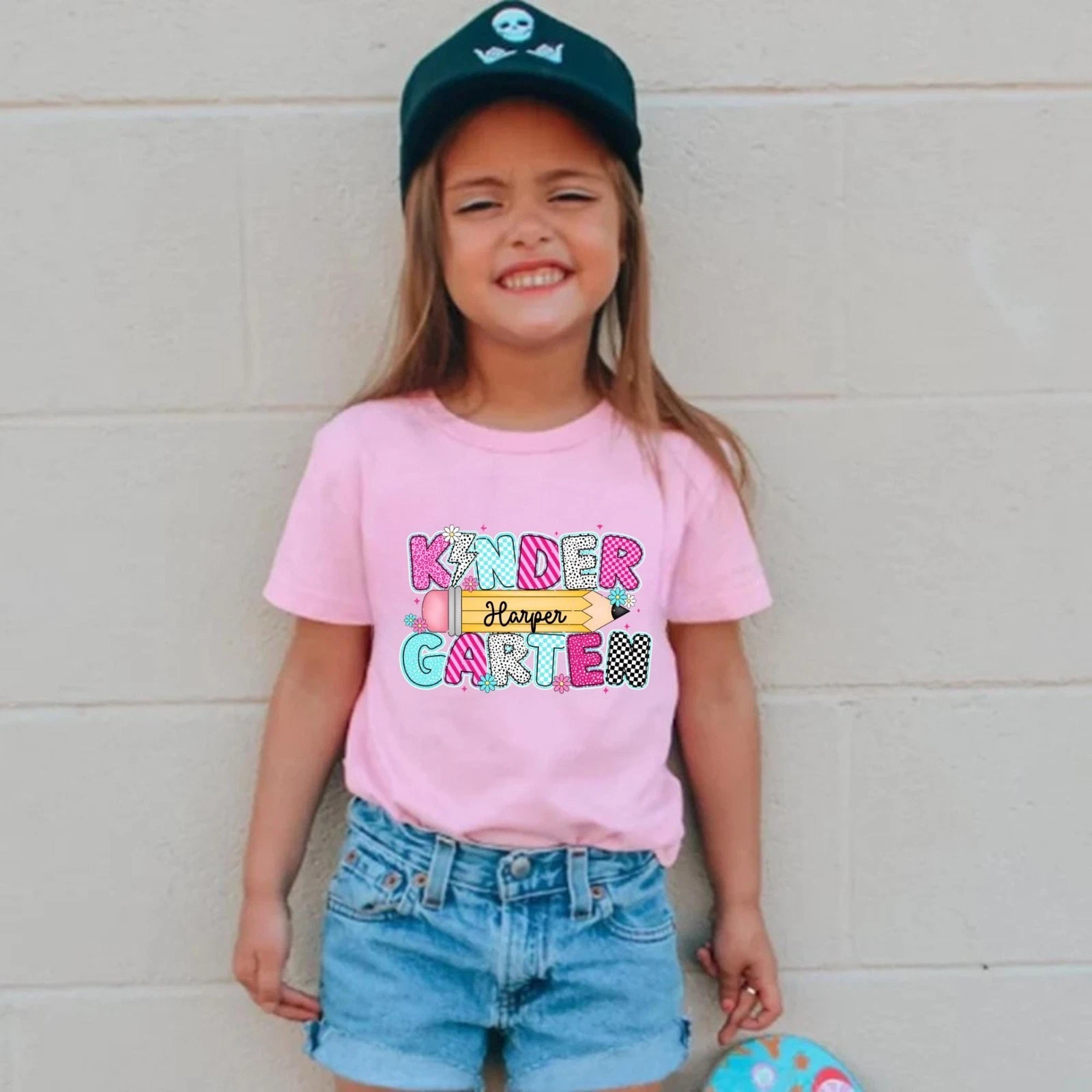 Personalized Back to School Shirt for Girls, Custom Name Gift Tee Kids