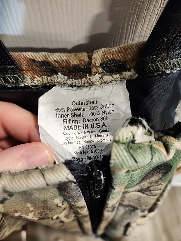 Mono con tirantes vintage juvenil mediano 10-12 caza camuflaje aislado caza ¡Leer! Foto 2 de 4