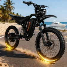 Electric Dirt Bike 6000W Peak Electric Motorcycle 52V 32AH E-MoutainBike 60MPH