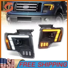 Full LED Headlights For Ford F150 F-150 2009-2014 Pickup Front Head lamps w/DRL