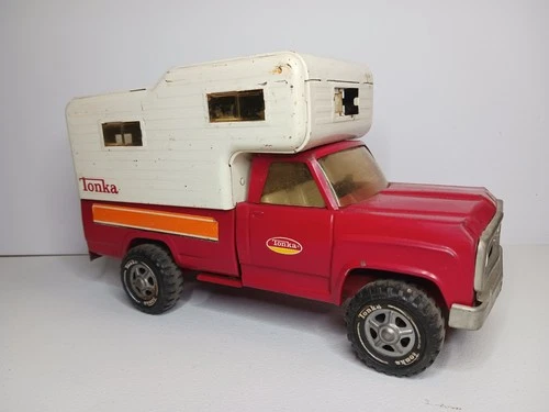 New ListingVintage 1974 Tonka Dodge Pick Up Truck Camper, Pressed Steel Toy Vehicle, Red -B