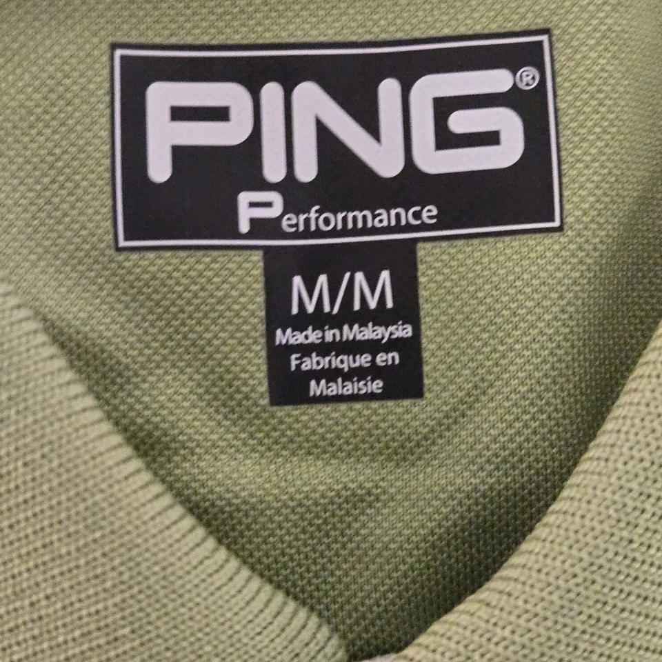 Camisa polo masculina de golfe Ping Performance verde média elástica  - Imagem 4 de 4