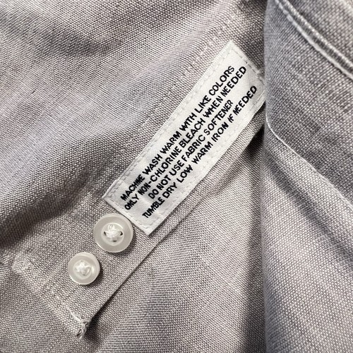 Camicia elegante uomo Cremieux grigia con bottoni 1 tasca misto lino 16,5 35 - Foto 6 di 10