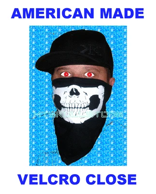 SKULL STORE VELCRO®Brand ADJUSTABLE ADULT SKULL FACE BUG WIND MASK BIKER SKI SOFT 100%COTTON