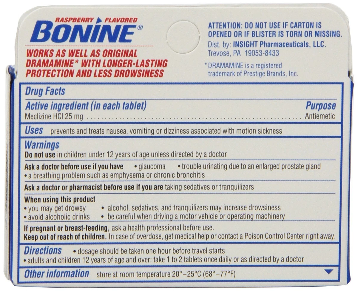 meclizine bonine 25 mg