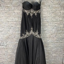 Mori Lee Black Strapless Rhinestone Beaded Mermaid Gown Dress