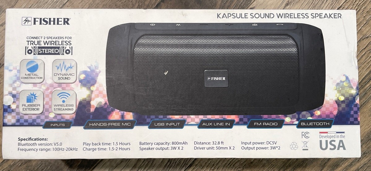 FISHERスピーカー Fisher Bluetooth Kapsule Sound Wireless Speaker Splash Proof