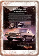 1985 Oldsmobile Cutlass 442 Vintage Ad Retro Look Metal Sign A5305