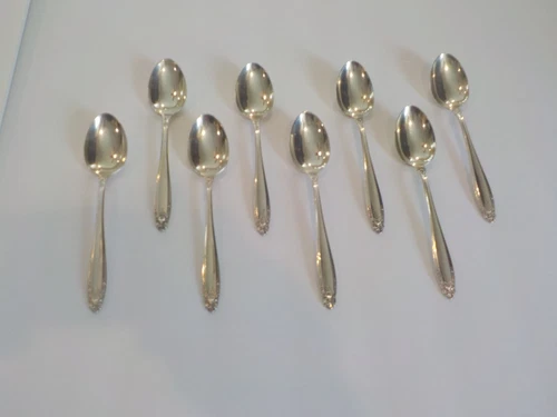Set/8 International PRELUDE Sterling Silver Teaspoons, No monograms