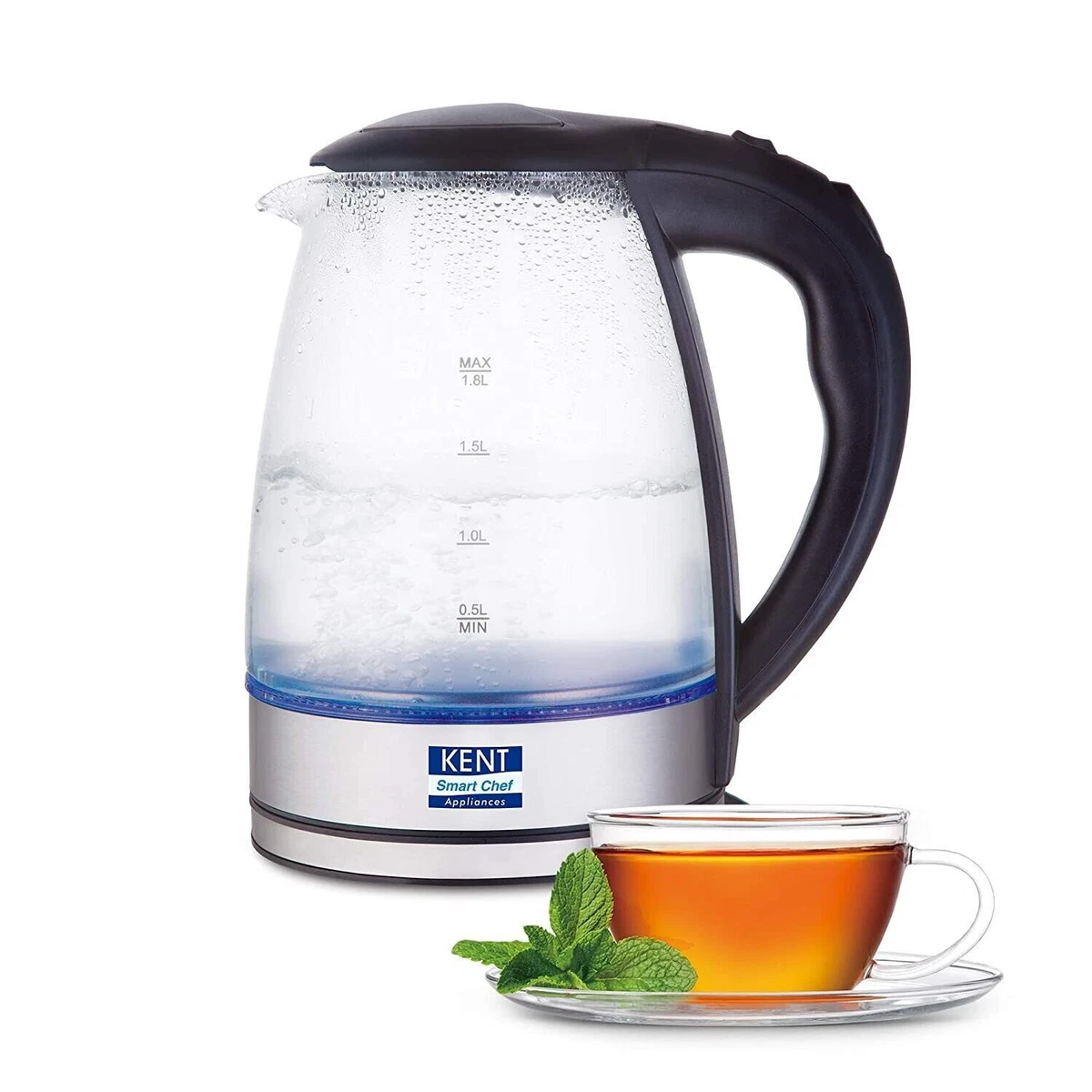 KENT 16052 Elegant Electric Glass Kettle 1.8L 2000 watt Free