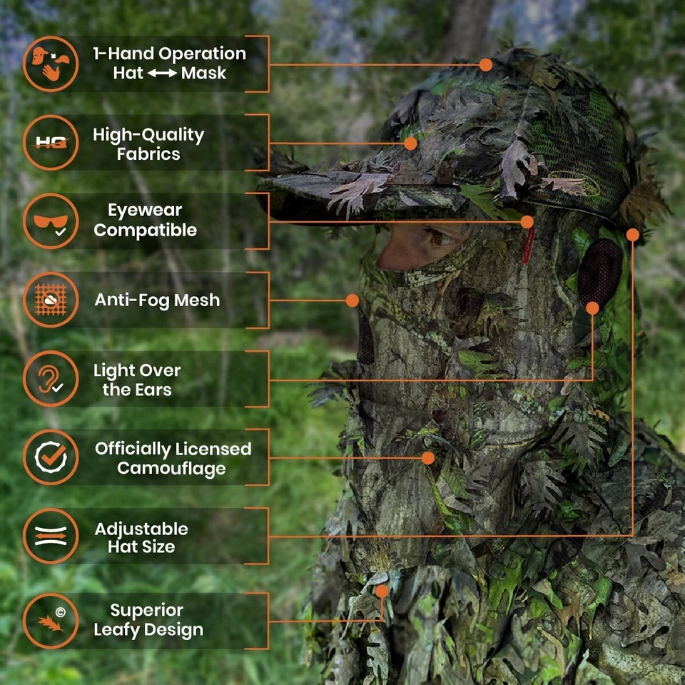NWTF Mossy Oak Obsession Leafy Camo Hat with Front Face Mask (OSFM, Adjustable) - Image 2 of 4