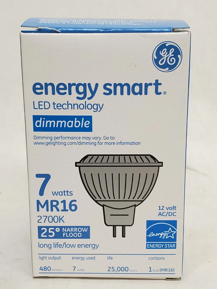GE (#LED7XDMR16S82725) LED MR16 7-Watt 480-Lumen 25° Narrow Flood Light Bulb HR - Image 2 of 4