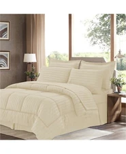 Sweet Home Collection Dobby Stripe Embossed 6-Pc. Comforter Set - TWIN - Beige