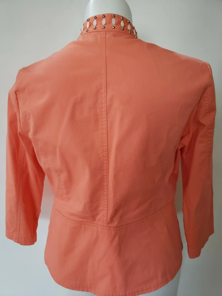 Hearts of Palm Womens Jacket / Blazer sz 14 Orange Peach Embellished Front Zip - Image 4 of 4