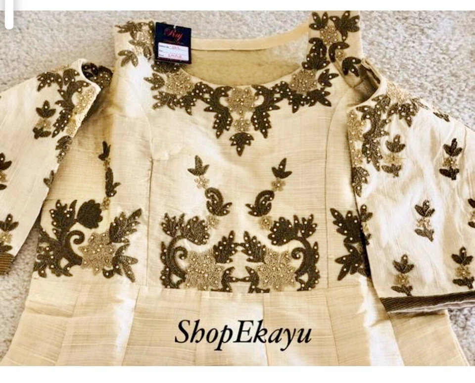 Indian/Pakistani party wear floor length anarkali with cold shoulders - Image 3 of 4