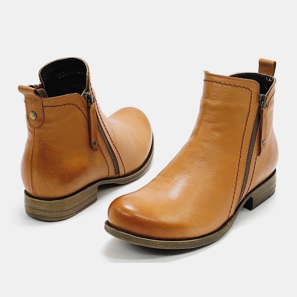 Women's Spring Step Oziel Leather Ankle Boots - Camel Brown Leather - Image 4 of 4