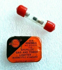 Vintage SHURLITE LIGHTER FLINT Metal Tin No 2001X & Plastic Tube with Flints